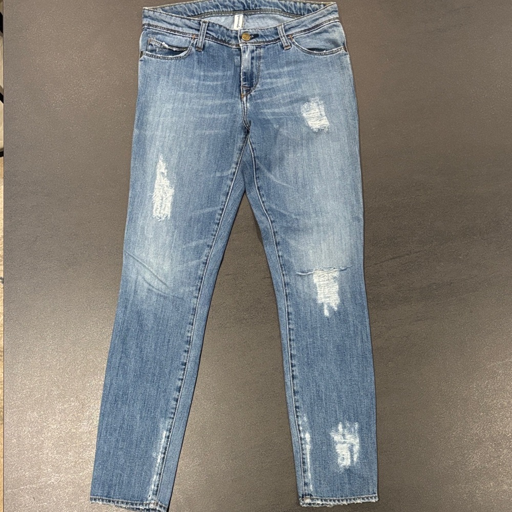 Trendy Blue Distressed Skinny Jeans